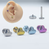 16G ASTM F136 Titanium Heart Labret Stud
