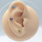 16G ASTM F136 Titanium Heart Labret Stud