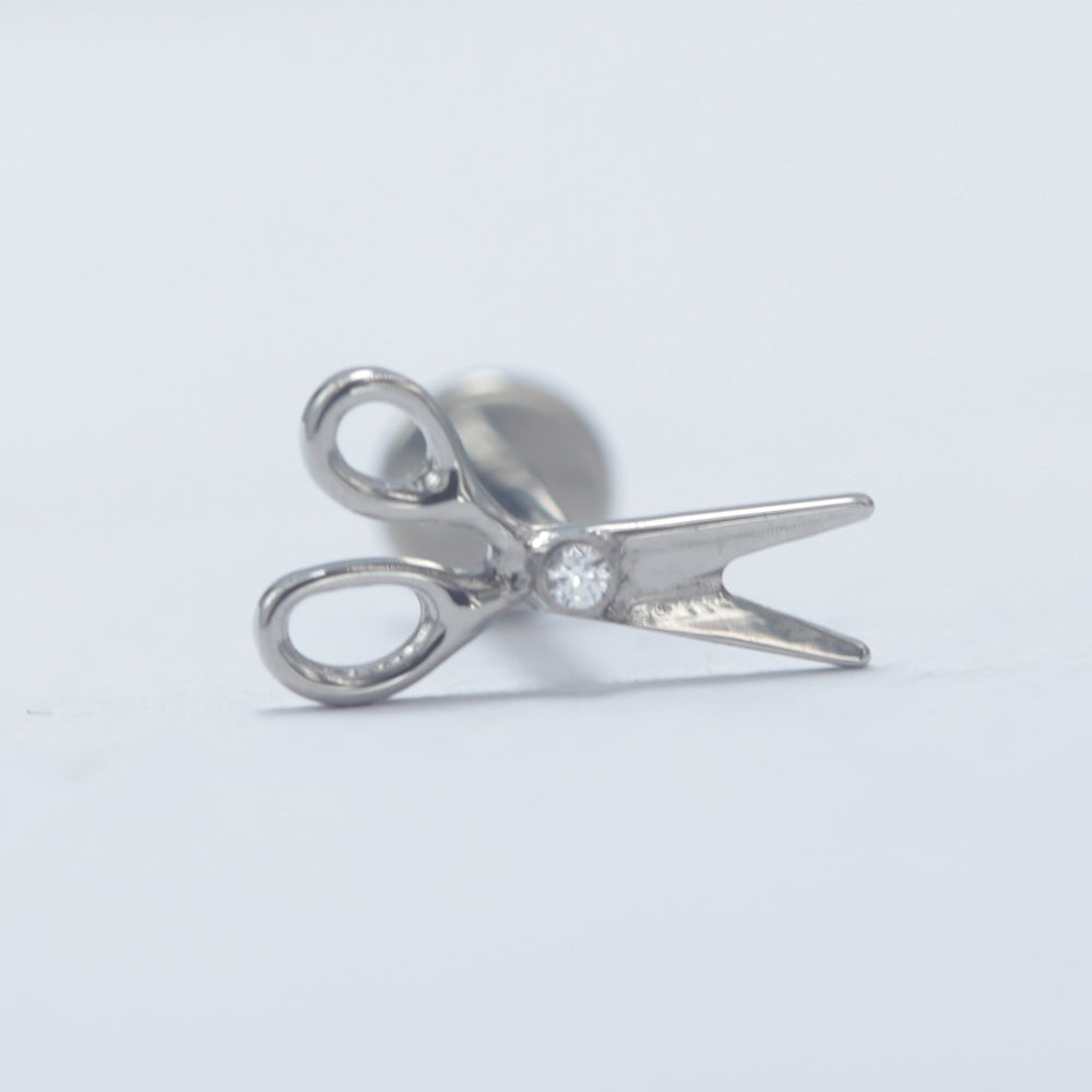 16G ASTM F136 Titanium Scissors Labret Stud Earring