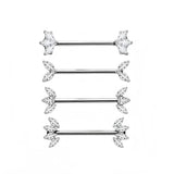 14G ASTM F136 Titanium Marquise CZ Internal Thread Nipple Piercing Ring Barbell