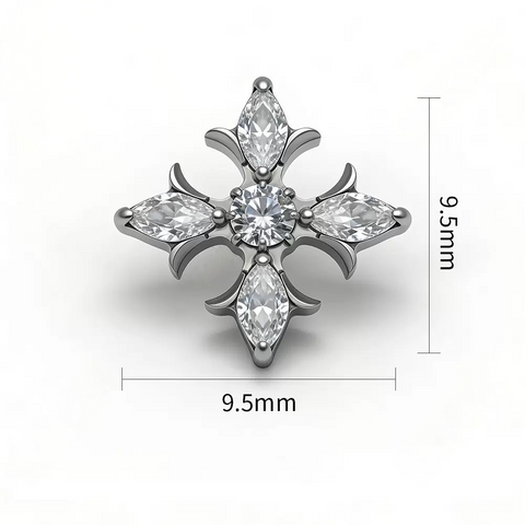 16G ASTM F136 Titanium Marqusie CZ Chrome Heart Labret Stud Internal Thread