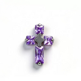 16G ASTM F136 Titanium Cross With Square and Rectangle CZ Labret Stud Internal Thread