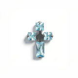 16G ASTM F136 Titanium Cross With Square and Rectangle CZ Labret Stud Internal Thread