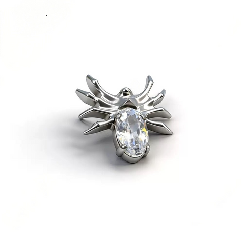 16G ASTM F136 Titanium Spider Oval CZ Labret Stud Internal Thread