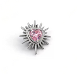16G ASTM F136 Titanium Urchin Heart CZ Labret Stud Internal Thread