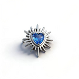 16G ASTM F136 Titanium Urchin Heart CZ Labret Stud Internal Thread