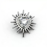 16G ASTM F136 Titanium Urchin Heart CZ Labret Stud Internal Thread