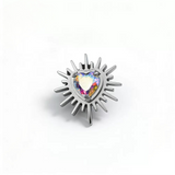 16G ASTM F136 Titanium Urchin Heart CZ Labret Stud Internal Thread
