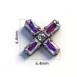 16G ASTM F136 Titanium Cross Rectangle CZ Labret Stud Internal Thread