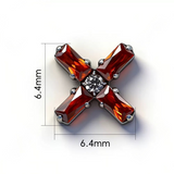 16G ASTM F136 Titanium Cross Rectangle CZ Labret Stud Internal Thread