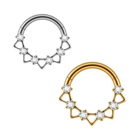 16G ASTM F136 Titanium Spike Cone Clicker Hinged Segment Ring