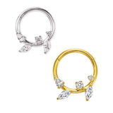 16G ASTM F136 Titanium Marqusie CZ Leaf Clicker Hinged Segment Ring