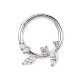 16G ASTM F136 Titanium Marqusie CZ Leaf Clicker Hinged Segment Ring