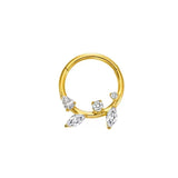 16G ASTM F136 Titanium Marqusie CZ Leaf Clicker Hinged Segment Ring
