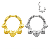 16G ASTM F136 Titanium 5 Metal Heart Leaf Clicker Hinged Segment Ring
