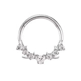 16G ASTM F136 Titanium Thorn with Heart CZ Clicker Hinged Segment Ring