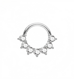 16G ASTM F136 Titanium 7 CZ Hinged Segment Ring Septum Clicker Daith Ring