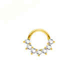 16G ASTM F136 Titanium 7 CZ Hinged Segment Ring Septum Clicker Daith Ring