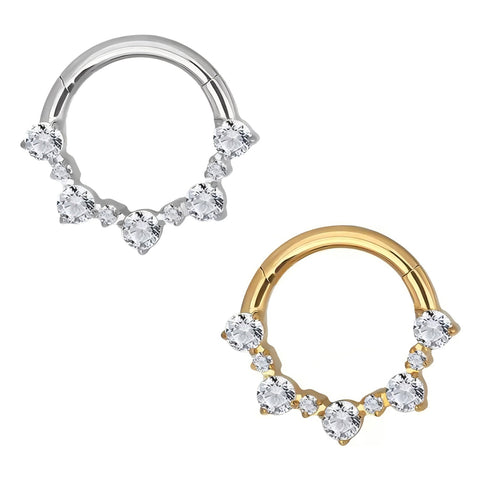 16G ASTM F136 Titanium Big Small Alternate Hinged Segment Ring Septum Clicker Daith Ring