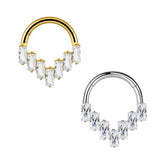16G ASTM F136 Titanium Vertical Rectangle CZ Hinged Segment Ring Septum Clicker