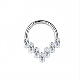 16G ASTM F136 Titanium Vertical Rectangle CZ Hinged Segment Ring Septum Clicker