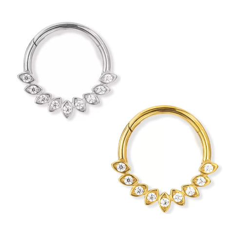 16G ASTM F136 Titanium Leaf Marqusie Hinged Segment Ring Septum Clicker