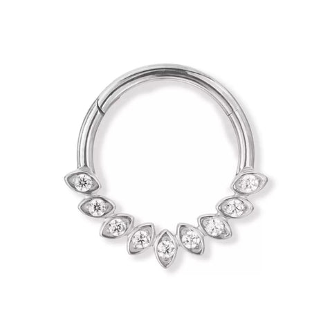 16G ASTM F136 Titanium Leaf Marqusie Hinged Segment Ring Septum Clicker