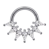 16G ASTM F136 Titanium 7 Rhombus CZ Hinged Segment Ring Septum Clicker