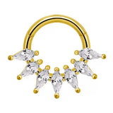16G ASTM F136 Titanium 7 Rhombus CZ Hinged Segment Ring Septum Clicker
