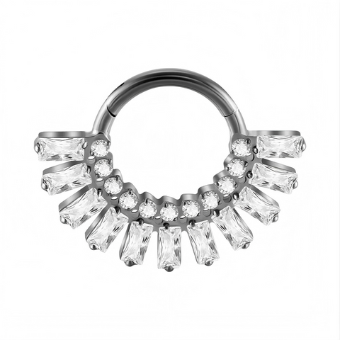 16G ASTM F136 Titanium Rectangle CZ Clicker Hinged Segment Ring