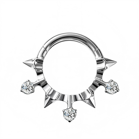 16G ASTM F136 Titanium Spike Thorn Clicker Hinged Segment Ring