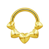 16G ASTM F136 Titanium 5 Metal Heart Leaf Clicker Hinged Segment Ring