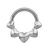 16G ASTM F136 Titanium 5 Metal Heart Leaf Clicker Hinged Segment Ring