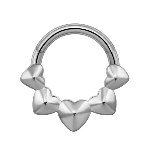 16G ASTM F136 Titanium 5 Metal Heart Leaf Clicker Hinged Segment Ring