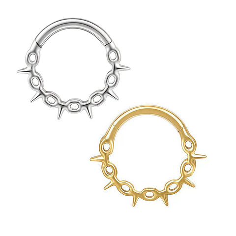 16G ASTM F136 Titanium Thorn Spike Clicker Hinged Segment Ring