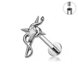 16G ASTM F136 Titanium Winding Snake Labret Stud Internal Thread
