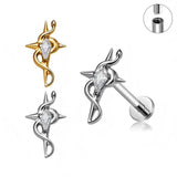 16G ASTM F136 Titanium Winding Snake Labret Stud Internal Thread
