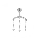 16G ASTM F136 Titanium Pendant Dangling Star Chain Labret Stud Internal Thread
