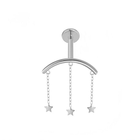 16G ASTM F136 Titanium Pendant Dangling Star Chain Labret Stud Internal Thread