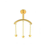 16G ASTM F136 Titanium Pendant Dangling Star Chain Labret Stud Internal Thread