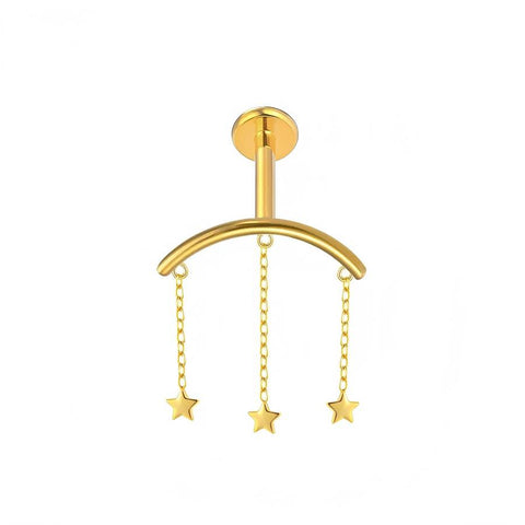 16G ASTM F136 Titanium Pendant Dangling Star Chain Labret Stud Internal Thread