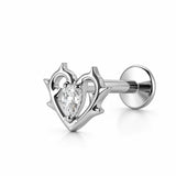 16G ASTM F136 Titanium Thorn Heart Labret Stud Internal Thread