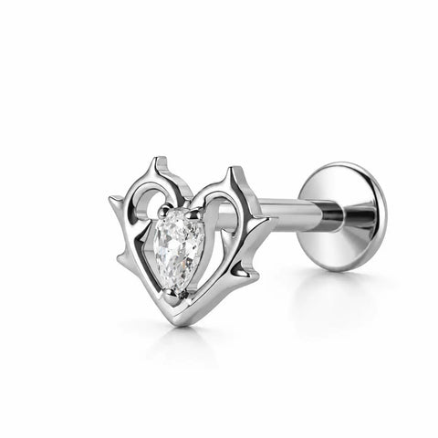 16G ASTM F136 Titanium Thorn Heart Labret Stud Internal Thread