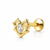 16G ASTM F136 Titanium Thorn Heart Labret Stud Internal Thread