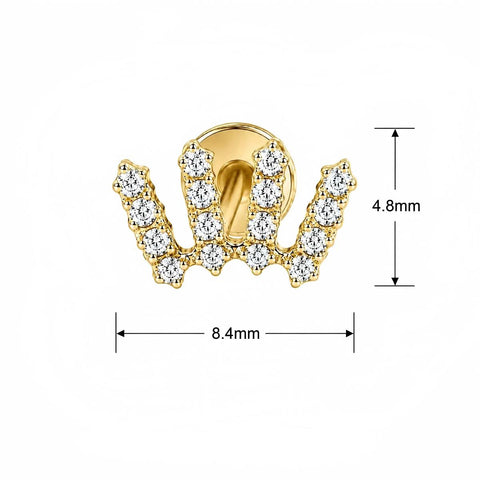 16G ASTM F136 Titanium Crown Labret Stud Internal Thread