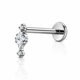 16G ASTM F136 Titanium Rhombus CZ Labret Stud Internal Thread