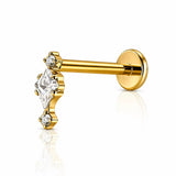 16G ASTM F136 Titanium Rhombus CZ Labret Stud Internal Thread
