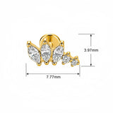 16G ASTM F136 Titanium 3 Marquise with 2 CZ Labret Stud Earring