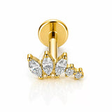16G ASTM F136 Titanium 3 Marquise with 2 CZ Labret Stud Earring