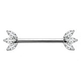 14G ASTM F136 Titanium Marquise CZ Butterfly Internal Thread Nipple Piercing Ring Barbell